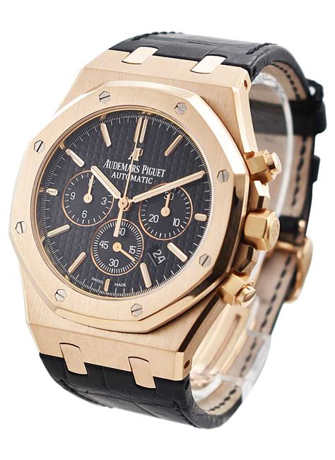 audemars piguet royal oak 41mm rose gold black leather|Audemars Piguet rose gold chronograph.